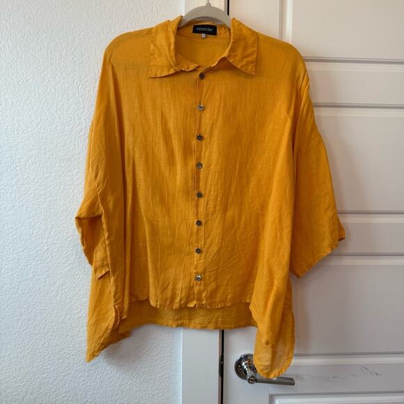 Eskander Sloped Shoulder Linen Shirt - Picture 2 of 6
